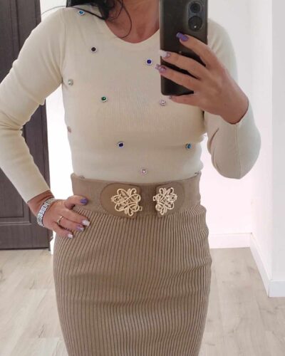 Kötött szoknya - sötét bézs