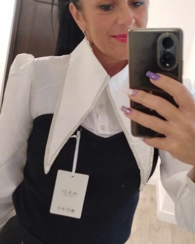 Kombinált ing fehér gallérral