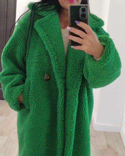 Zöld teddy kabát