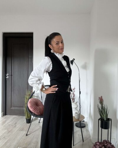 Fekete nadrág és mellény szett